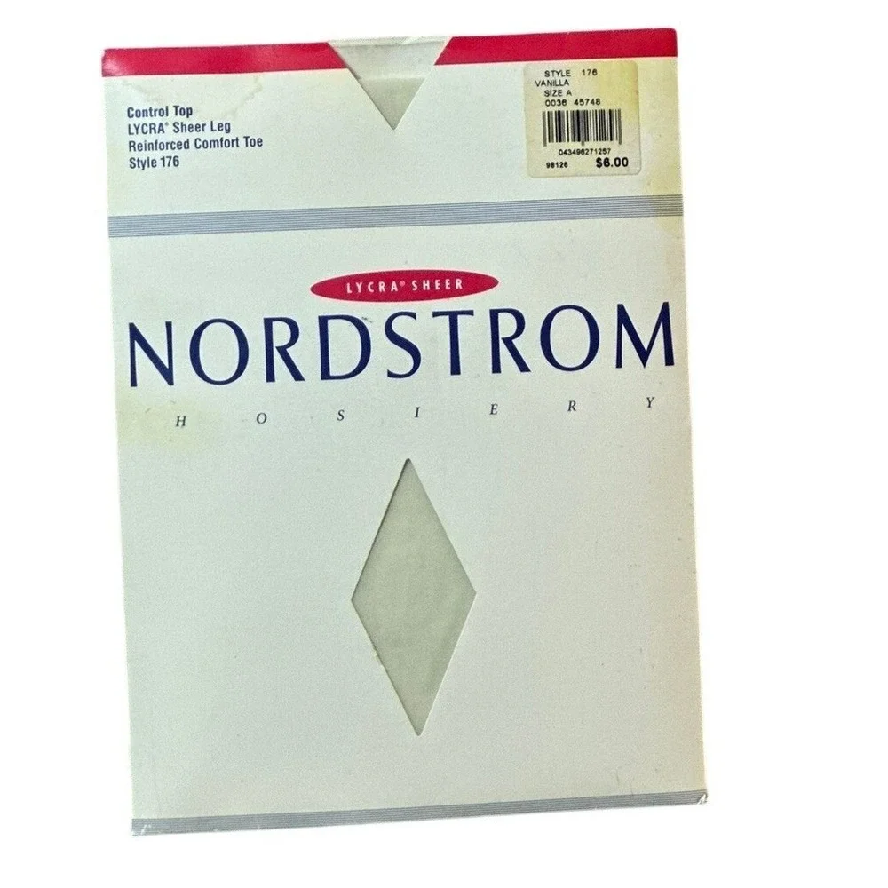 Nordstrom Hosiery Lycra Sheer Control Top Pantyhose Vanilla Size A Style 176 USA